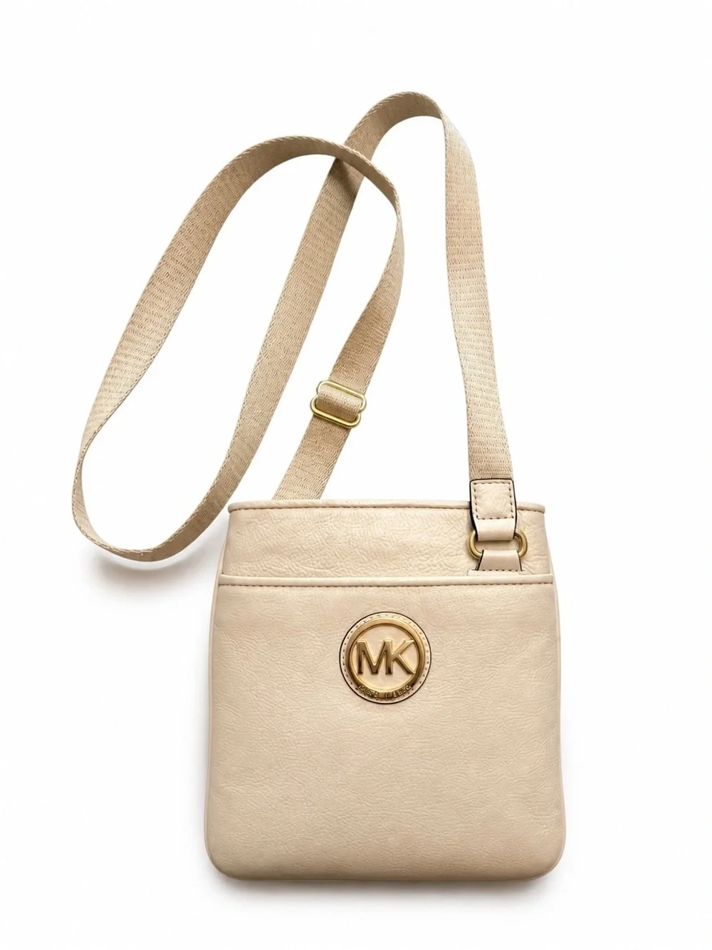 Michael Kors Fulton Pebble Leather Crossbody Bag- Off White Vanilla/Gold Purse